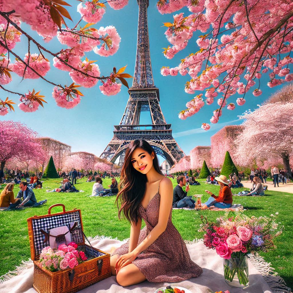 Eiffel Tower in Paris during spring